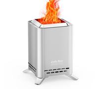 onlyfire Carré Brasero, Portable de Table Brasero, Extérieur Foyer avec Support de Pot & Sac de Transport, 2 en 1 Cheminée de Jardin pour Terrasse Balcon, Cheminée de Table, Argent