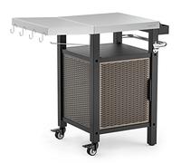 Onlyfire Chariot de rangement pour barbecue, table de service de jardin avec boîte d'assaisonnement et espace de rangement fermé, pour barbecue et cuisine en plein air