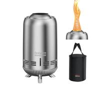 Onlyfire Foyer de Table en Acier Inoxydable, Cheminée à Faible émission de Fumée avec Sac de Transport, Bacs à Feu pour Le Jardin et Le Camping, Foyer pour Granulés et Bois, 15x30,5cm, Argenté