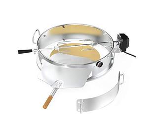 onlyfire Kit d'Anneaux à Pizza en INOX avec Rôtissoire pour Weber 57 cm, Tournebroche pour Rôtir Poulet et Pizza, Accessoire pour Barbecue à Charbon Weber Kettle 57 cm