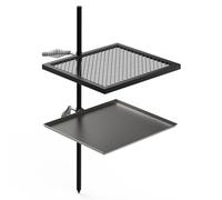 Onlyfire Kit de Grille et Plaque de Camp avec Sac de Transport pour Foyer, Barbecue, Jardin, Feu, Camping - Grille de Cuisson 35.4 x 40.5 cm - Plaque de Cuisson 35.2 x 40.5 cm - Hauteur Réglable