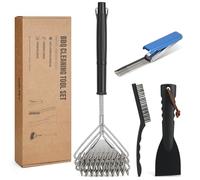 onlyfire Kit de nettoyage en profondeur 4 en 1 pour barbecue - Kit complet de nettoyage pour barbecue au gaz, au charbon de bois, électrique et à dessus plat - Brosse de barbecue robuste, nettoyeur