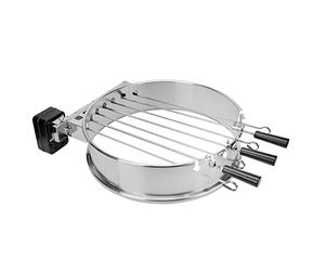 Onlyfire Kit de Rôtisserie Automatique avec 7 Brochettes, Anneau d'Extension pour Barbecue Weber Kettle 57 cm, Tournebroche Électrique avec Moteur à Batterie, Idéal pour Kebab, Schaschlik et Churrasco