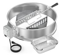 onlyfire Kit de Tourne Broche Électrique en INOX pour Barbecue Weber 57 cm | Rôtissoire Électrique avec 2 Paniers à Charbon et 10 Pièces Barquette Aluminium, Accessoire pour Napoleon et Weber Kettle