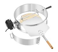 onlyfire Kit de Tournebroche et Pizza Ring pour Weber 47 cm, Accessoire pour Barbecue à Charbon Kettle 47cm, Rotissoire pour Rôtir Poulet et Cuisson Pizza