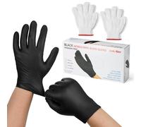 onlyfire Lot de 104 Gants Barbecue, 100 Gants Nitrile Noirs avec 2 Paires de Doublures en Nylon Blanc, Système d'Isolation Thermique pour Manipulation de Viande Chaude et Cuisine, Taille Standard