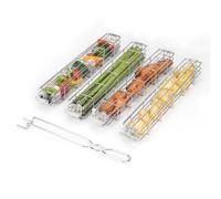 onlyfire Lot de 4 paniers de cuisson Kabob en acier inoxydable avec poignée amovible pour griller des légumes, des fruits de mer, de la viande et plus encore, paniers de gril de grande capacité à