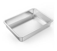 Onlyfire Plat à Rôtir en Inox, Plat à Four de Rectangulaire pour Gâteaux, Pizzas, Barbecue, Poulet Rôti, 39.5 x 29.5 x 7 cm