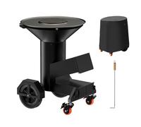 Onlyfire Réchaud d'extérieur avec plaque de cuisson, poêle à bois avec roues et couvercle, réchaud de camping portable pour la cuisine en plein air et le jardin