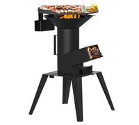 Onlyfire Rocket Stove avec Plaque de Cuisson et Poignée, Multifonctionnel 3 en 1 Réchaud de Camping, Poêle à Bois/Pellet pour les Réunions de Famille et Entre Amis, Cadeau pour papa et ses amis