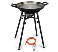 Onlyfire - Système de cuisson au propane complet pour paella, brûleur à gaz d'extérieur avec poêle à paella de 54 cm et pied amovible, régulateur de gaz DE, avec 4 pieds et pare-brise, pour wok,