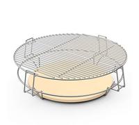 Onlyfire Système de Grilles de Cuisson pour Gril Weber Kettle 57 cm, Accessoire pour Weber, Comprenant 2 Grilles de Cuisson en Demi-lune et 2 Pierres à Pizza Semi-circulaires, Hauteur Ajustable