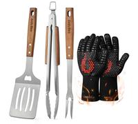onlyfire Ustensiles de Barbecue, Comprend Une Pince à Barbecue, Spatule, Fourchette à Viande et Gants de Barbecue, Set d'ustensiles de Barbecue, Accessoires de Gril, Acier Inoxydable, 5 Pièces