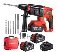 OnlyInNY Perforateur-burineur SDS Plus, Moteur sans balais, 3 en 1 (perçage/percage/meulage), Compatible avec batterie Makita 18V, 2x Batteries 4.0Ah Chargeur dans mallette