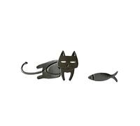 ONLYJUMP Boucles d'oreilles à tige chat et poisson pour femme - Boucles d'oreilles uniques en argent sterling 925 - Motif chat et poisson - Boucles d'oreilles à tige - Bijoux amusants - Cadeau de Noël
