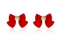 ONLYJUMP Boucles d'oreilles à tige en argent S925 avec aiguille, délicates et simples avec nœud papillon et ruban faites à la main pour femmes et adolescentes (noir rouge), Résine, Inconnu