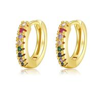 ONLYJUMP Boucles d'oreilles créoles en or pour femme, boucles d'oreilles créoles arc-en-ciel plaquées or de petite couleur, boucles d'oreilles créoles minimalistes personnalisées, bijoux cadeaux, Zinc