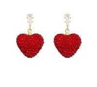 ONLYJUMP Boucles d'oreilles en forme de cœur rouge pour femme avec strass entrelacés - Boucles d'oreilles pendantes uniques en forme de cœur, Large, Acier allié, Pas de pierre précieuse