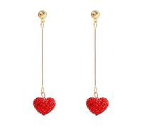 ONLYJUMP Boucles d'oreilles en forme de cœur rouge pour femme avec strass entrelacés - Boucles d'oreilles pendantes uniques en forme de cœur, Grand, Acier allié, Pas de pierre précieuse