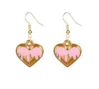 ONLYJUMP Boucles d'oreilles en forme de flammes colorées plaquées or 14 carats pour femme - Boucles d'oreilles punk en forme de cœur - Transparentes et amusantes - En alliage - Tendance, Large, Acier