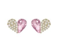 ONLYJUMP Boucles d'oreilles pendantes en argent avec strass pour femme - Boucles d'oreilles délicates et tendance en forme de cœur en cristal, Large, Acier allié, Pas de gemme