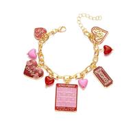 ONLYJUMP Lot de 5 bracelets empilables multicouches en argile avec cœur rouge pour femme - Bracelets extensibles en argile Heishi - Pour l'été, la plage, les vacances, Grand, Acier allié, Pas de