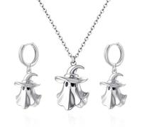 ONLYJUMP Parure de bijoux avec boucles d'oreilles pendantes fantôme 3D pour