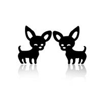 ONLYJUMP Petites boucles d'oreilles à tige en acier inoxydable plaqué or 18 carats en forme de chihuahua pour femme - Hypoallergéniques, Zinc, Pas de gemme