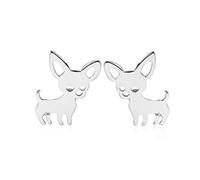 ONLYJUMP Petites boucles d'oreilles à tige en acier inoxydable plaqué or 18 carats en forme de chihuahua pour femme - Hypoallergéniques, Zinc, Pas de gemme