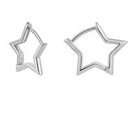 ONLYJUMP Petites boucles d'oreilles créoles en forme d'étoile pour femme, boucles d'oreilles créoles en forme de cœur, boucles d'oreilles légères en acier inoxydable plaqué argent 18 carats, boucles