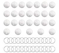 ONLYKXY Lot de 26 étiquettes d'identification numérotées en acier inoxydable argenté avec anneaux pour boîte à clés codée, armoire, étiquette de codage pour plantes