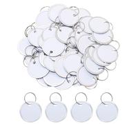 ONLYKXY Lot de 50 étiquettes vierges rondes avec anneau en métal pour prix, cadeaux, bijoux, vêtements, vente de cour, fournitures de garage, étiquettes à suspendre (blanc, 3,1 cm)