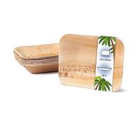 onlyleaf Palmware Haute qualité d'assiette en feuille de palmier I 25 pièces d'assiettes profonde rectangle du feuille palmier 16 x 13 cm I Bio jetable vaisselle pour fête rapidement décomposable