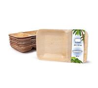 onlyleaf Palmware Haute qualité d'assiette en feuille de palmier I 25 plats repas jetable en feuille de palmier rectangulaire 24x15cm avec 2 portions séparés I biodégradable jetable vaisselle