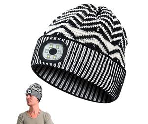 Onlynery Chapeau avec lumière - Lampe Frontale Rechargeable tricotée avec Chapeau LED | Bonnet Lumineux à 3 Modes, Lampe de Poche, Bas de Noël pour Hommes, père et Mari