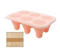 Onlynery Moule à Glace - 6 Cavités à Démoulage Facile avec Couvercle,Moule en Silicone pour Bloc de Glace avec Bâtonnets - Pour La Pâtisserie Chocolat Mousse Brownie Fondant Gâteau Pudding