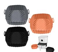 Onlynery Revêtements De De Friteuse Sans Huile En Silicone, Plateau pour Four et Marmites 3 Pièces, Revêtements Carrés Résistants à la Chaleur pour Cuisson Rôtissage Micro-Ondes et