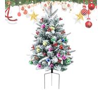Onlynery Sapin De Noël Artificiel - Piquet Givré Neigeux 75 Cm - Arbre De Noël Extérieur Pré-Éclairé avec Piquet Jardin - Idée Cadeau Fête des Mères Extérieur Allée Porche Jardin Fête
