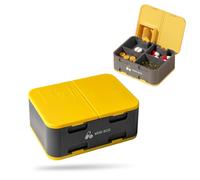 OnlyPRIME Pilulier Journalier avec Coupe Comprimés Intégré, Boite Medicaments Compacte 4 Compartiments, Boite Pilule Portable pour Voyage et Routine Quotidienne (Jaune)