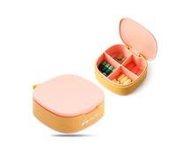 OnlyPRIME Pilulier Journalier avec Coupe Comprimés Intégré, Boite Medicaments Compacte 4 Compartiments, Boite Pilule Portable pour Voyage et Routine Quotidienne (Orange)