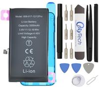 OnlyTech - Batterie Premium Capacité augmentée de Remplacement pour iPhone 12 & iPhone 12 Pro - Capacité 3200mAh, qualité identique (Puce TI) - Kit 15 Outils et adhésif écran Inclus
