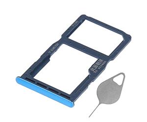 OnlyTech - Tiroir/Support de la Carte Double sim et Carte mémoire Micro SD du Huawei P30 Lite Bleu + Outil d'extraction