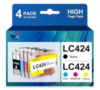ONLYU LC424 LC 424 Cartouche d'encre Compatible pour Cartouche Brother LC424 LC-424 pour Brother DCP-J1200W DCP-J1200WE (Noir Cyan Magenta Jaune, 4 Pack)