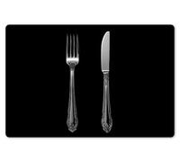 OnlyWow© Dessous de Plat Set de 6 45x30 cm Set de Table Plastique Rigide Vinyl Antidérapant Original Coloré Plates Fourchette - Couteau - Argent