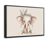 OnlyWow© Impression Sur Toile Avec Cadre En Bois 30x20 cm Tableaux Décoratifs Muraux Deco Chambre Tableau Salon Bohème - Éléphant - Robe indienne - Enfants - Animaux