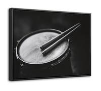 OnlyWow© Impression Sur Toile Avec Cadre En Bois 40x30 cm Tableaux Décoratifs Muraux Deco Chambre Tableau Salon Tambour - Close-up - Baguettes de batterie - Noir