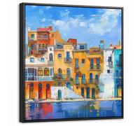 OnlyWow© Impression Sur Toile Avec Cadre En Bois 50x50 cm Tableaux Décoratifs Muraux Deco Chambre Tableau Salon Architecture - Douves - Art - Moderne