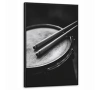 OnlyWow© Impression Sur Toile Avec Cadre En Bois 60x90 cm Tableaux Décoratifs Muraux Deco Chambre Tableau Salon Tambour - Close-up - Baguettes de batterie - Noir