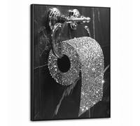OnlyWow© Impression Sur Toile Avec Cadre En Bois 70x100 cm Tableau Mural Decoration Salon Reproductions de Tableaux Murale WC - Papier hygiénique - Noir et blanc - Paillettes