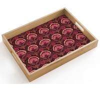 OnlyWow© Plateau Bois Plateaux Service Decoratif Table Dejeuner Résistant | 40x30 cm - Rectangulaire - Aux Rayures Cafe Deco Chene Déjeuner Antiquités - Fleurs - Coloré